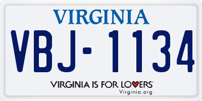 VA license plate VBJ1134