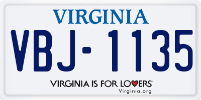 VA license plate VBJ1135