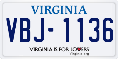 VA license plate VBJ1136