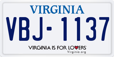 VA license plate VBJ1137