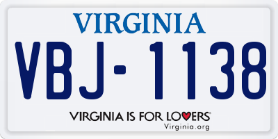 VA license plate VBJ1138