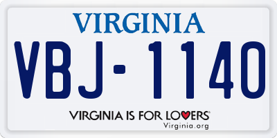 VA license plate VBJ1140