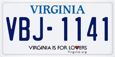 VA license plate VBJ1141