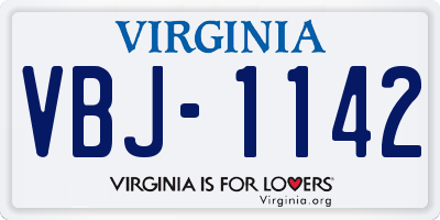 VA license plate VBJ1142
