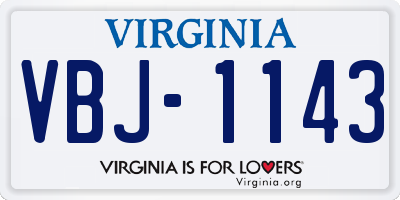 VA license plate VBJ1143