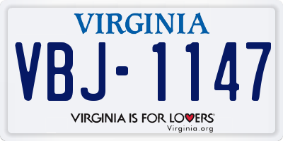 VA license plate VBJ1147