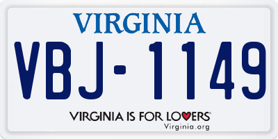 VA license plate VBJ1149