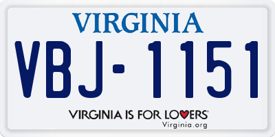 VA license plate VBJ1151