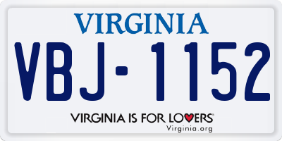 VA license plate VBJ1152