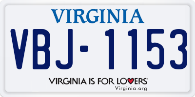 VA license plate VBJ1153