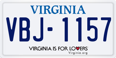 VA license plate VBJ1157