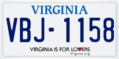 VA license plate VBJ1158