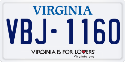 VA license plate VBJ1160