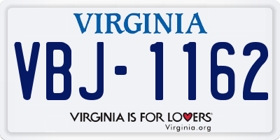 VA license plate VBJ1162