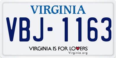 VA license plate VBJ1163