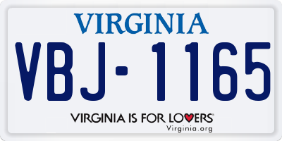 VA license plate VBJ1165