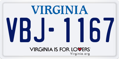 VA license plate VBJ1167