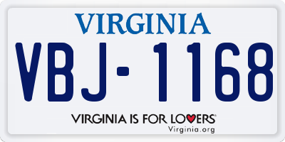 VA license plate VBJ1168
