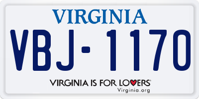 VA license plate VBJ1170