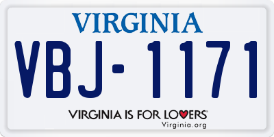 VA license plate VBJ1171