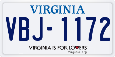 VA license plate VBJ1172
