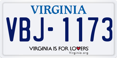 VA license plate VBJ1173