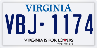 VA license plate VBJ1174