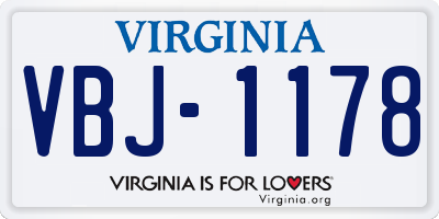 VA license plate VBJ1178