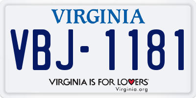 VA license plate VBJ1181