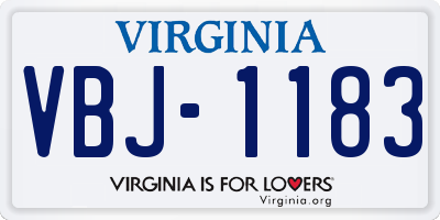 VA license plate VBJ1183