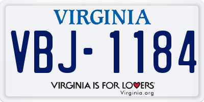 VA license plate VBJ1184