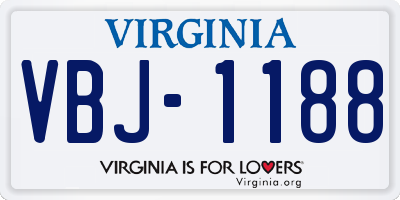 VA license plate VBJ1188