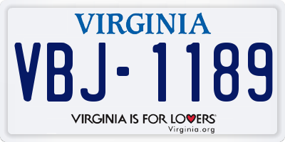 VA license plate VBJ1189
