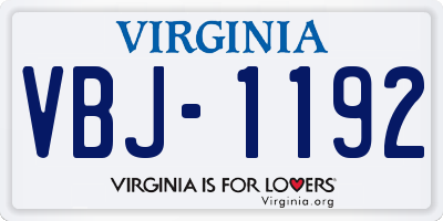 VA license plate VBJ1192