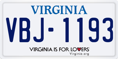 VA license plate VBJ1193