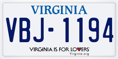 VA license plate VBJ1194