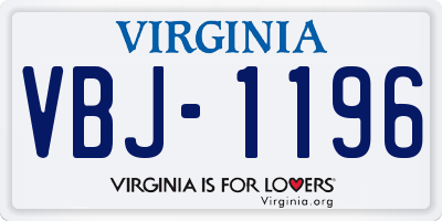 VA license plate VBJ1196