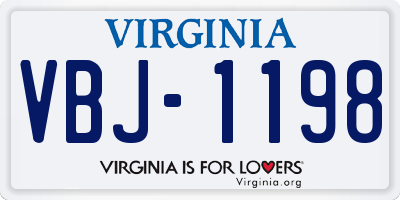 VA license plate VBJ1198