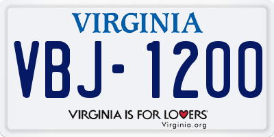 VA license plate VBJ1200