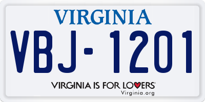 VA license plate VBJ1201