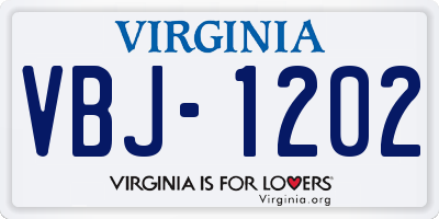 VA license plate VBJ1202