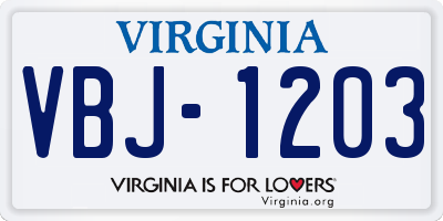 VA license plate VBJ1203