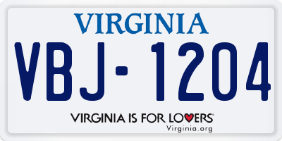 VA license plate VBJ1204