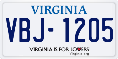 VA license plate VBJ1205