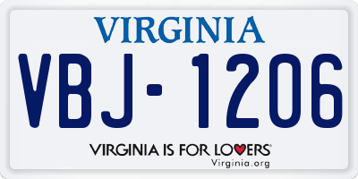 VA license plate VBJ1206