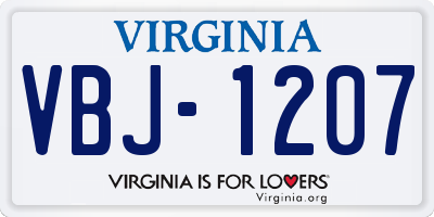 VA license plate VBJ1207