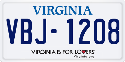 VA license plate VBJ1208