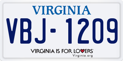 VA license plate VBJ1209