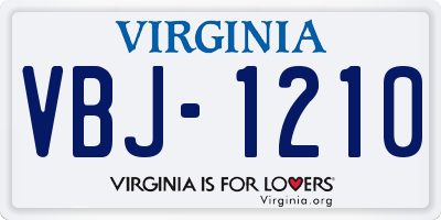 VA license plate VBJ1210