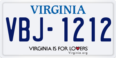 VA license plate VBJ1212